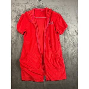 Budweiser Terry Front Zip Womens Swim Cover Up Red Sz XL Vintage 80’s